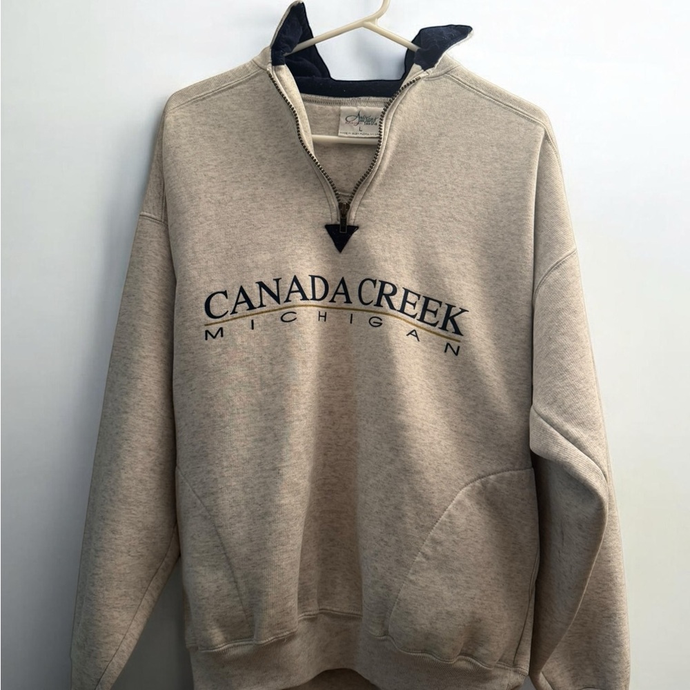 Beige Men's Zip-Up Sweater